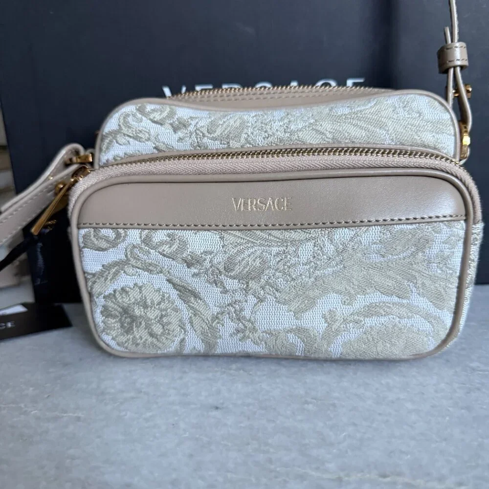 Versace Fabric Jacquard and Leather Bag Crossbody‎ Shoulder Bag, 1012856
